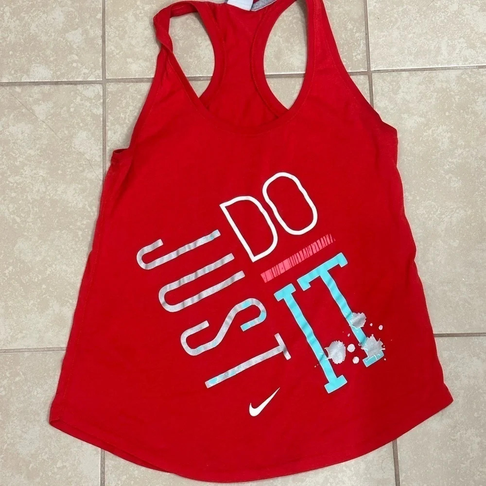 Nike‎ Women Athletic Sleeveless Just Do it Tank Top Red size Small